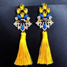 Crystal Fabric Tassel Earrings - SexyBling