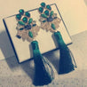 Crystal Fabric Tassel Earrings - SexyBling